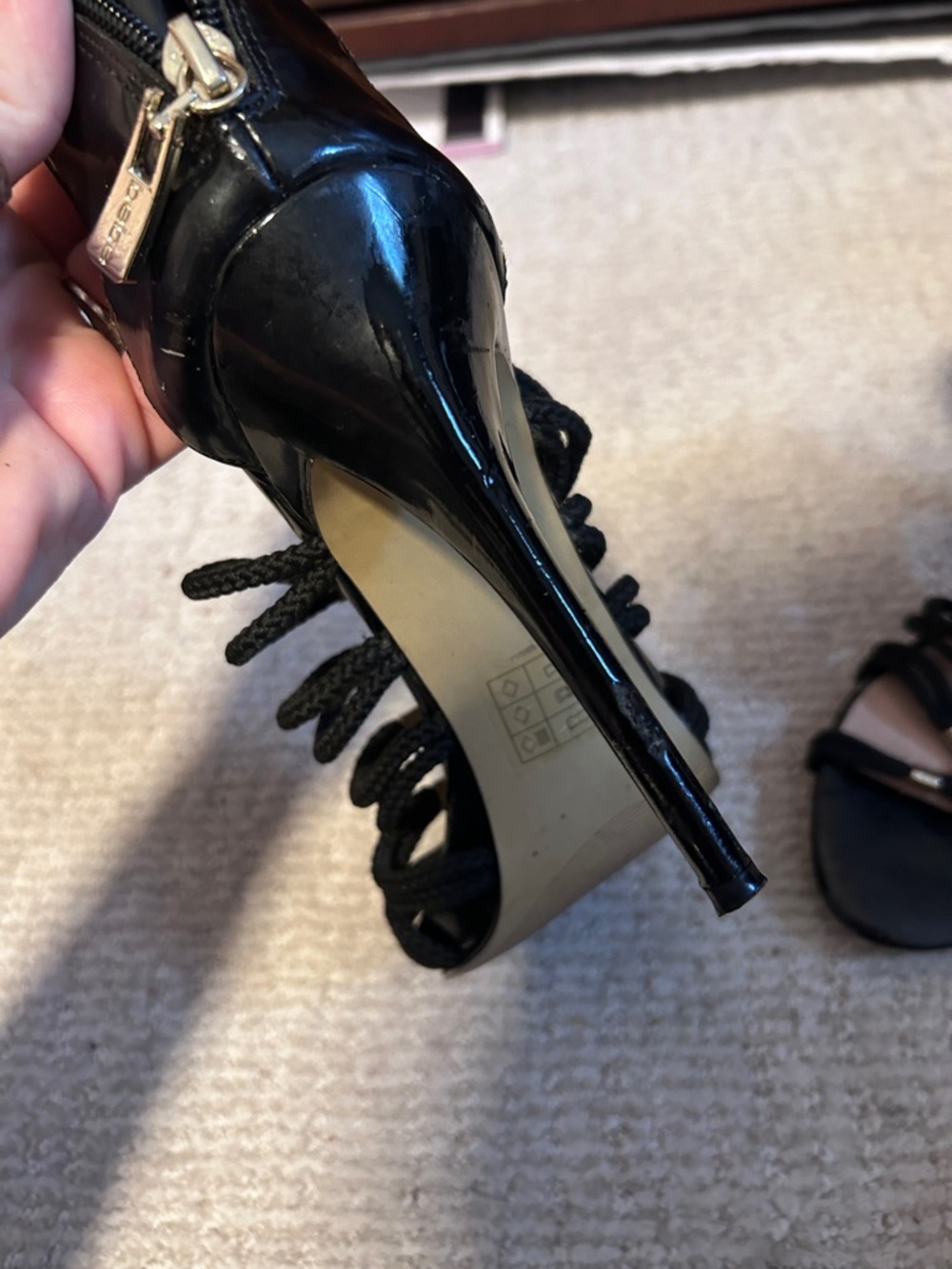 Bebe Black Strappy Cage Heels w/ Metallic Rope Detail – Size 9 - Picture 8 of 16